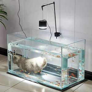 Nido para Gatos y Acuario para Peces 2 en 1 Integrado al por Mayor - Mueble Interactivo Ecológico de Cristal Ultra Blanco para Mascotas para Sala de Estar - Product Image 3