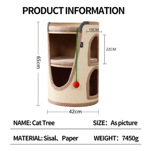 Оптовая продажа, два трехслойных роскошных сизальных когтетей, кошачий туннельный домик - Product Image 4