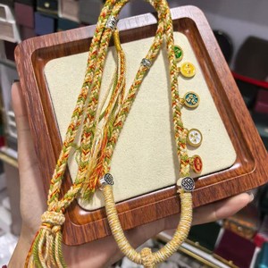 Cordón para collar de los Cinco Dioses de la Riqueza, cordón colgante de plata tibetana tejido a mano para hombre y mujer, aleación de Buda Thangka tibetano - Product Image 1
