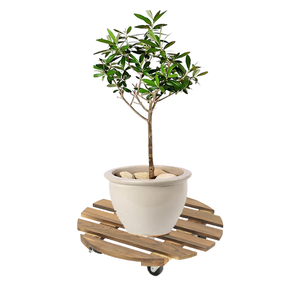 Plantas al aire libre Patio Maceta Jardín Planta de madera Soporte <span class=keywords><strong>Dolly</strong></span> Stand Rolling Planta de madera Caddy con ruedas - Product Image 6