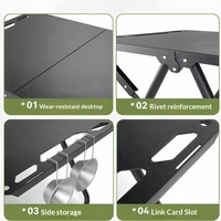 Table pliante tactique pour le camping en plein air, légère, en acier au carbone, fabricant direct, mobilier d'extérieur