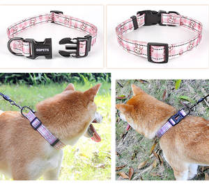 Kalung Anjing Kucing Bahan Nylon Polyester Mewah Grosir, Dapat Disesuaikan, Lembut, Sablon Transfer Panas Custom, Gaya Kartun - Product Image 2