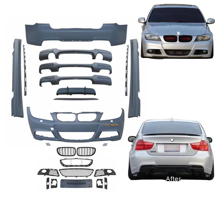 E90 Facelift m-tech Bumper penuh, untuk BMW 3 Series E90 MT Bodykit 318i 320i 325i 335i 2008 2010