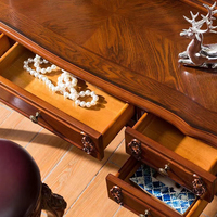 Ensemble coiffeuse de chambre en bois massif de style européen avec miroir éclairé, mobilier d'appartement
