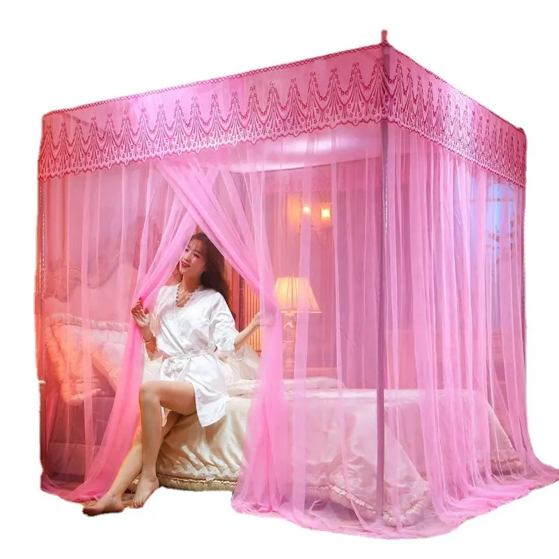 Đẹp ren tán lưới trong nhà trang trí nội thất Net vua nữ hoàng kích thước giường hình vuông muỗi Net