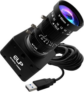กล้อง ELP 20MP 4K USB 3.0 พร้อมเลนส์ซูมแบบแมนนวล 5-50 มม. 10 เท่า ความละเอียด 3840x2160 30fps เว็บแคมความเร็วสูงสำหรับพีซี ลินุกซ์ แมค ราสเบอร์รี่ พาย - Product Image 1