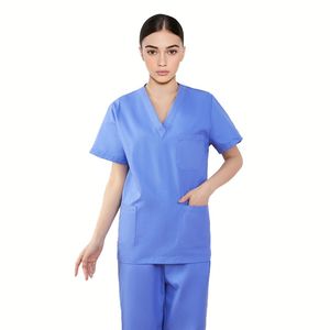 Woven Polyester Rayon Medical <b>Scrub</b> Sets Nurses Uniform And <b>Scrubs</b> Women Men OEM Custom Logo Anti-Wrinkle - Product Image 3