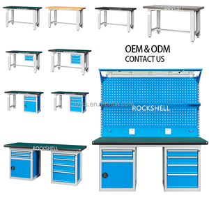 Banc de travail professionnel robuste de qualité industrielle en acier laminé à froid, capacité de charge de 1000 kg, table d'organisation d'atelier avec tiroirs - Product Image 2