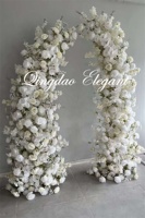 Décoration florale d'entrée de mariage EG-VJ016 roses artificielles blanc bébé bleu corne arc fleurs pour la décoration de mariage