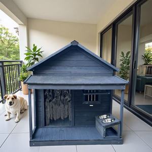 Luxury Weatherproof Foldable <b>Wooden</b> <b>Dog</b> House Push-Up Closure for Indoor Outdoor Use Spacious Front Porch Waterproof Roof - Product Image 6