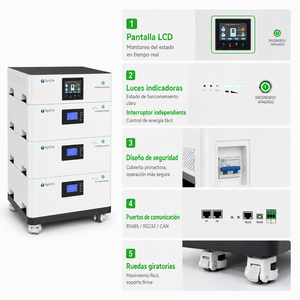 Batería Solar Apilable de 48V 15kWh, Modular y Expandible de 5kWh a 30kWh, para Respaldo de Energía en el Hogar, con BMS Inteligente - Product Image 4