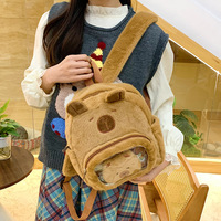 Sac à dos en peluche doux en polyester transparent avec motif capybara mignon pour filles, étudiants, sac d'école dessin animé