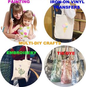 Sac fourre-tout personnalisable en polyester et coton réutilisable pour projets DIY, écologique, recyclable, en toile vierge pour usage promotionnel - Product Image 4