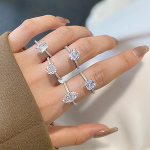 Bague de fiançailles scintillante en argent Sterling 2022 AAAAA avec pierres précieuses en zircon cubique pour femmes, <span class=keywords><strong>Solitaire</strong></span> en <span class=keywords><strong>diamant</strong></span>, tendance 925 - Product Image 3