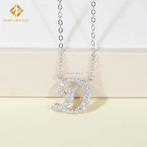 Prix de vente au détail, bijoux élégants pour femmes, pendentif en diamant moissanite S925 VVS, lettre initiale A-Z, collier en forme de O, ensemble de colliers, cadeau pour femmes - Product Image 6