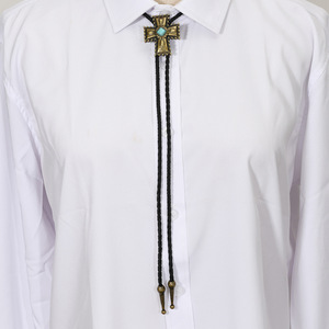 Cravatta da uomo retrò con motivo a croce Vintage con <span class=keywords><strong>camicia</strong></span> in corda di cuoio turchese con cravatta da ballo a catena <span class=keywords><strong>gioielli</strong></span> alla moda - Product Image 5