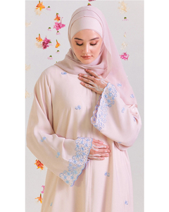 Robe maxi musulmane pour femmes de Dubaï, bleu marguerite, broderie de perles luxueuse, Jubah Hijab Manqalim Inbalqa, Abaya pour filles - Product Image 1