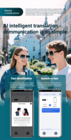 Lunettes de traduction IA OEM GY100 sans fil, assistant vocal multilingue, chargement magnétique, traducteur intelligent BT