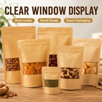 Sac en Papier Imprimé Biodégradable Anti-Odeur Kraft avec Fenêtre de Qualité Alimentaire Sachet Debout pour Snack Pain Sac en Papier Refermable