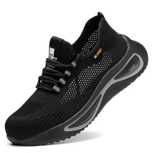 Men Breathable Mesh Safety Shoes Anti Impact Puncture Resistant Construction Work Low Top Lace Up Black - Product Image 1