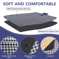 Couverture de pique-nique portable imperméable extra large 60*80 pouces, tapis de pique-nique d'extérieur avec sangle de transport