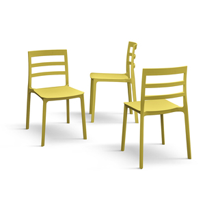 Luca <b>Chair</b> Set Of 4 Yellow Polypropylene Indoor <b>Outdoor</b> Dining <b>Chairs</b> - Product Image 2