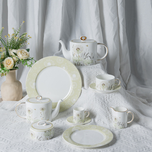 Assiettes en Porcelaine Fine P&T Motif <span class=keywords><strong>Pissenlit</strong></span>, Vaisselle Ronde de 8 et 10,5 Pouces pour Hôtels, Banquets, Traiteurs, Vente en Gros - Product Image 4
