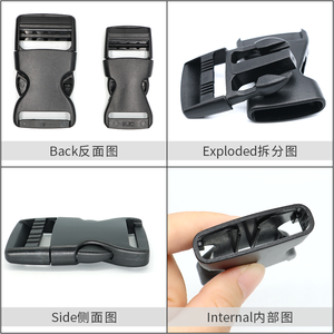 Fabricant de boucles 15mm 18mm 25mm 32mm 38mm 50mm Boucle de sac Boucle en plastique à dégagement latéral réglable - Product Image 3