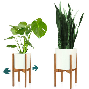 Support de pot de fleurs en bambou Bicheng, réglable, rond, pour plantes d'intérieur et d'extérieur, décoration de salon - Product Image 1