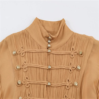Robe longue vintage unie pour femme avec bouton nœud en corde, épaules tombantes, tissée et écologique