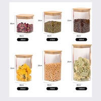 Bocaux en verre carrés Yongli avec couvercles hermétiques en bambou bidons en verre pour thé café farine de riz céréales haricots pots de stockage de cuisine