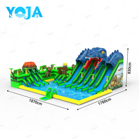 NOUVEAU Toboggan Gonflable Intérieur/Extérieur pour Enfants, Piscine à Toboggan Sec et Aquatique, Dinosaures, Château Gonflable Commercial en PVC