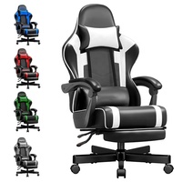 Chaise de jeu ergonomique moderne avec rotation et hauteur réglables, chaise de jeu exécutive en cuir, chaise de bureau