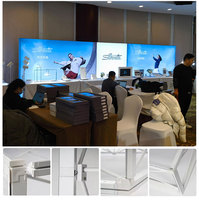 Support de toile de fond pop-up en polyester rétroéclairé par LED 190 GSM avec cadre en aluminium pour salon professionnel, bannière d'affichage en tissu tendu