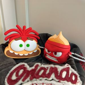 Funda de silicona 3D de dibujos animados Inside Out para Apple AirPods Pro 2 3 4, cubierta de auriculares con diseño de Anger, bonita caja de goma con anillo antiansiedad - Product Image 2