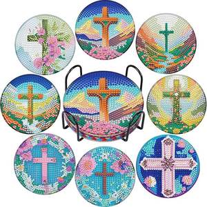 Kit de Arte de Diamantes DIY Abstracto Personalizado, Posavasos de <span class=keywords><strong>Pintura</strong></span> de Diamantes con Diseño de <span class=keywords><strong>Bruja</strong></span> de <span class=keywords><strong>Halloween</strong></span> Impreso con Logotipo para Fiestas y Eventos - Product Image 6