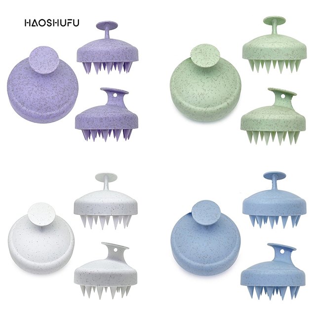 Wholesale Silicone Hairbrush Scalp Massage Wheat Straw Shampoo Brush for Home Use