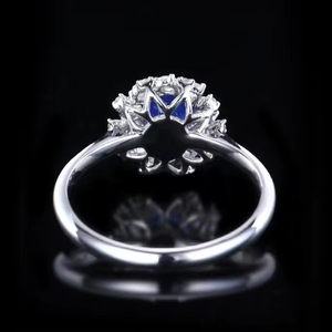 SGARIT Fine Jewelry Wholesale Solid 18k <b>White</b> <b>Gold</b> 0.8 CT Jewellery Engagement Natural Blue <b>Sapphire</b> Gemstone Diamond <b>Ring</b> - Product Image 4