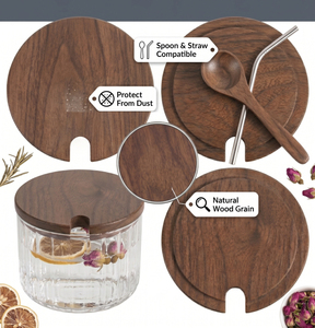 Tapa de madera WeWood de Vietnam con orificio para cuchara, cubierta redonda para taza, tapas de madera con muescas para tazas de café - Product Image 2