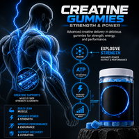 Bonbons Gélifiés à la Créatine Monohydrate Saveur Framboise Bleue pour Adultes en Gros – Complément Sportif Naturel OEM ODM – Direct Usine
