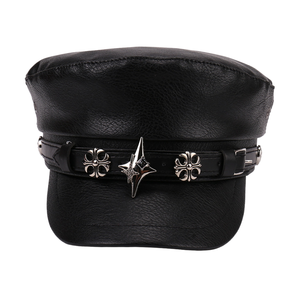 Оптовая продажа, хип-хоп панк, европейская американская модная шляпа с плоским верхом, уникальные кожаные длинные заклепки, винтажная Кепка с козырьком, Матросская шляпа, фьюжн - Product Image 3