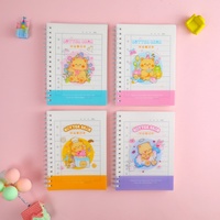Cuaderno Espiral A6 con Diseño de Oso de Dibujos Animados, 90 Hojas, 80GSM, para Tareas Escolares, Venta al Por Mayor
