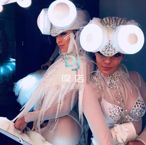 Accesorio Luminoso para la Cabeza, Abanico Luminoso de Mano Estilo Barra, <span class=keywords><strong>Disfraz</strong></span> de <span class=keywords><strong>Bailarina</strong></span> Sexy Blanca para Escenario, 100% Poliéster, Fiestas, <span class=keywords><strong>Halloween</strong></span> - Product Image 3