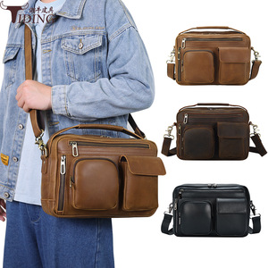 Tiding Men's Leather Shoulder <b>Bag</b> Large Capacity Casual Crossbody <b>Bag</b> For Everyday Use - Product Image 1