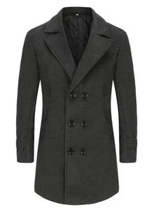 Manteau en laine pour hommes d'hiver 2024 mode double boutonnage avec manteau en laine de longueur moyenne en coton - Product Image 4
