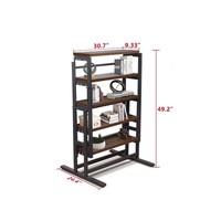 Table à manger en bois 2 en 1 avec étagère, support d'étagère en métal, étagère convertible en table