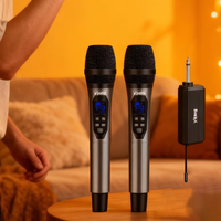 Microphone sans fil portable en alliage d'aluminium avec connecteur Type C, lumières LED, récepteur de charge monocanal pour karaoké à domicile