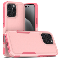 Coque Armure 2-en-1 Robuste pour iPhone 16 15 14 13 12 11 XR XS 8 7 6 PC TPU Couverture Arrière de Téléphone Portable Plus Modèle avec Sac OPP