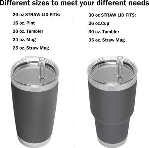 Couvercles de remplacement incassables et anti-déversement sans BPA de 30 oz avec paille intégrée pour gobelet YETI Rambler 26 oz – Couvercles jetables - Product Image 1