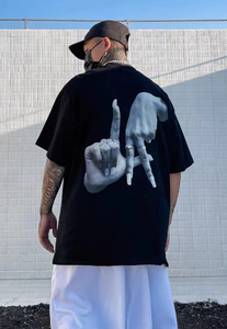 Maglietta americana a manica corta stile Hip Hop <span class=keywords><strong>Rap</strong></span> taglie forti di Los Angeles LA Finger Print Chicano - Product Image 3